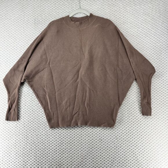 ARKITECT Ribbed Knit Dolman Batwing Sleeve Mock Neck Pullover‎ Sweater Large - Picture 1 of 8